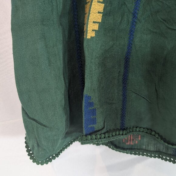 Zara Green Embroidered Leaves Skirt Linen Blend Womens L Large Long Maxi - Picture 6 of 15
